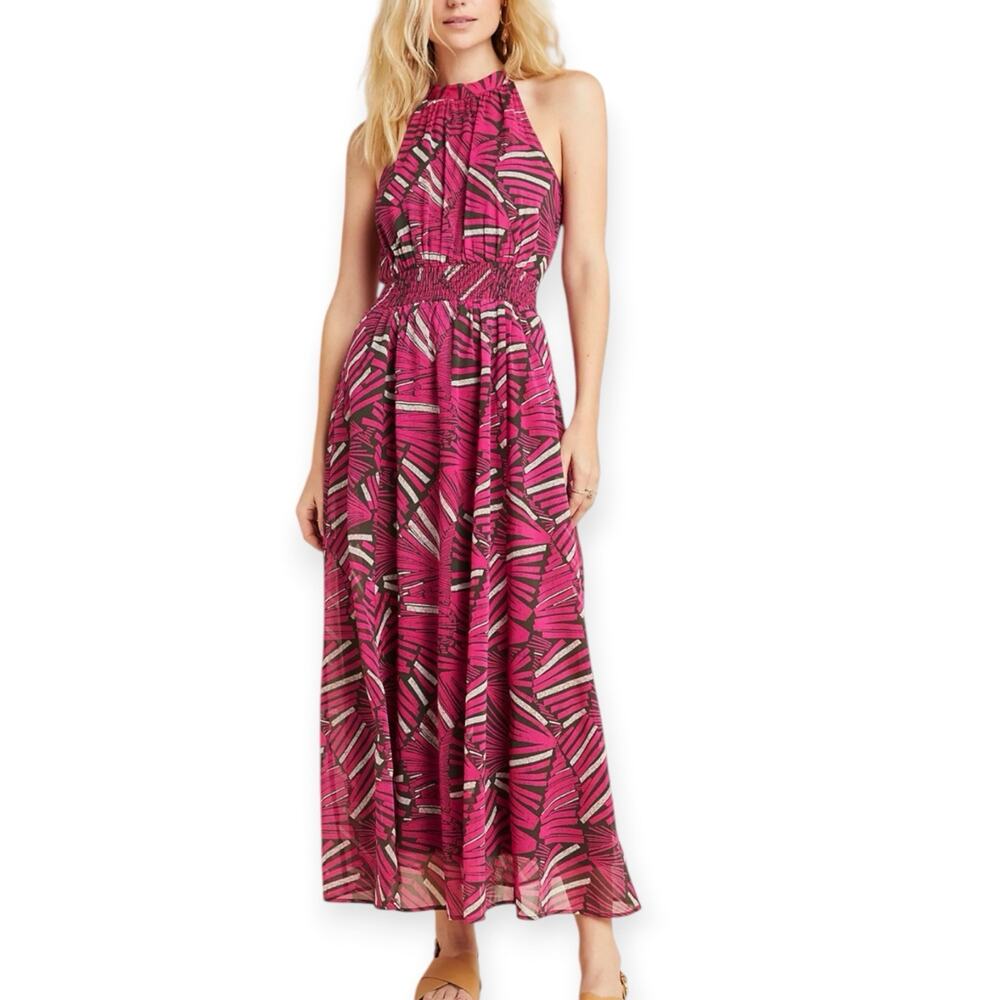 Maeve Kelli Halter High Neck Maxi Dress Size Small Anthropologie Purple Black